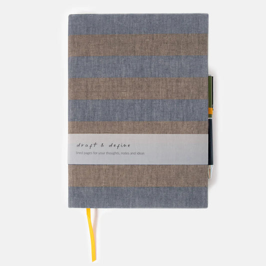 Caroline Gardner Navy/Khaki Stripe Notebook and Pen Set