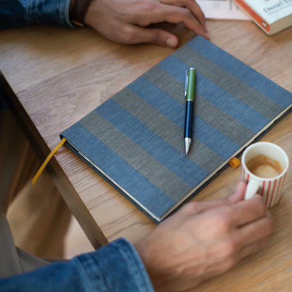 Caroline Gardner Navy/Khaki Stripe Notebook and Pen Set