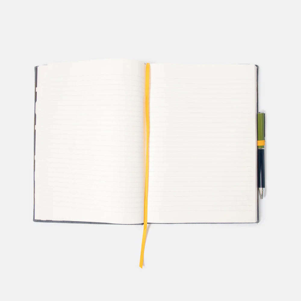 Caroline Gardner Navy/Khaki Stripe Notebook and Pen Set
