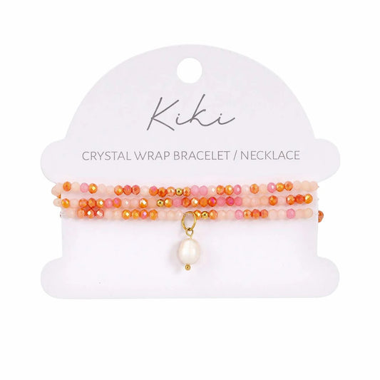 Kiki Crystal Wrap Bracelet / Necklace Blush Bloom