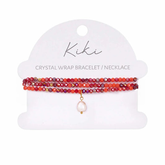 Kiki Crystal Wrap Bracelet / Necklace Crimson Flame