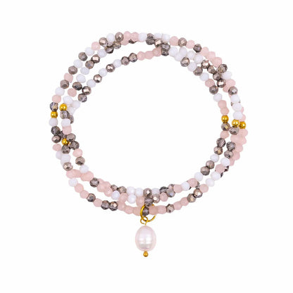 Kiki Crystal Wrap Bracelet / Necklace Pink Aurora