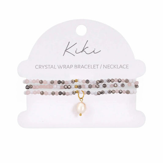 Kiki Crystal Wrap Bracelet / Necklace Pink Aurora