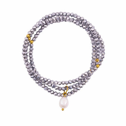 Kiki Crystal Wrap Bracelet / Necklace Silver Mist