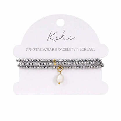 Kiki Crystal Wrap Bracelet / Necklace Silver Mist