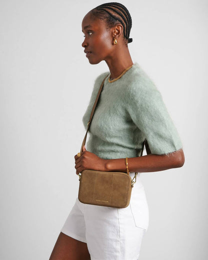 Katie Loxton Avery Suedette Quilted Cross Body Bag Bag in Caramel