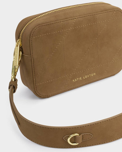 Katie Loxton Avery Suedette Quilted Cross Body Bag Bag in Caramel