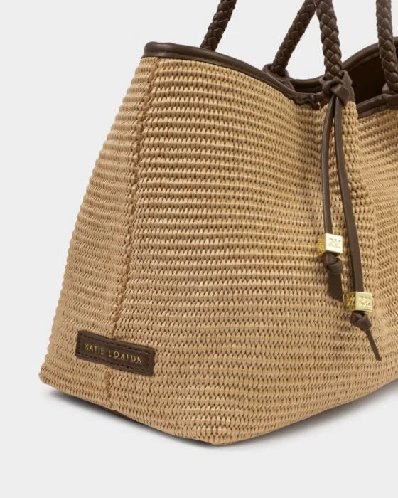 KATIE LOXTON Nova Natural Shoulder Tote in Bitter Chocolate
