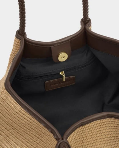 KATIE LOXTON Nova Natural Shoulder Tote in Bitter Chocolate