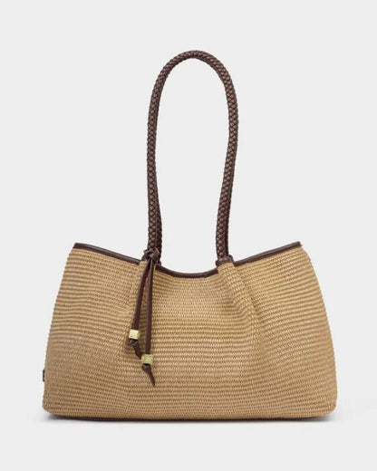 KATIE LOXTON Nova Natural Shoulder Tote in Bitter Chocolate