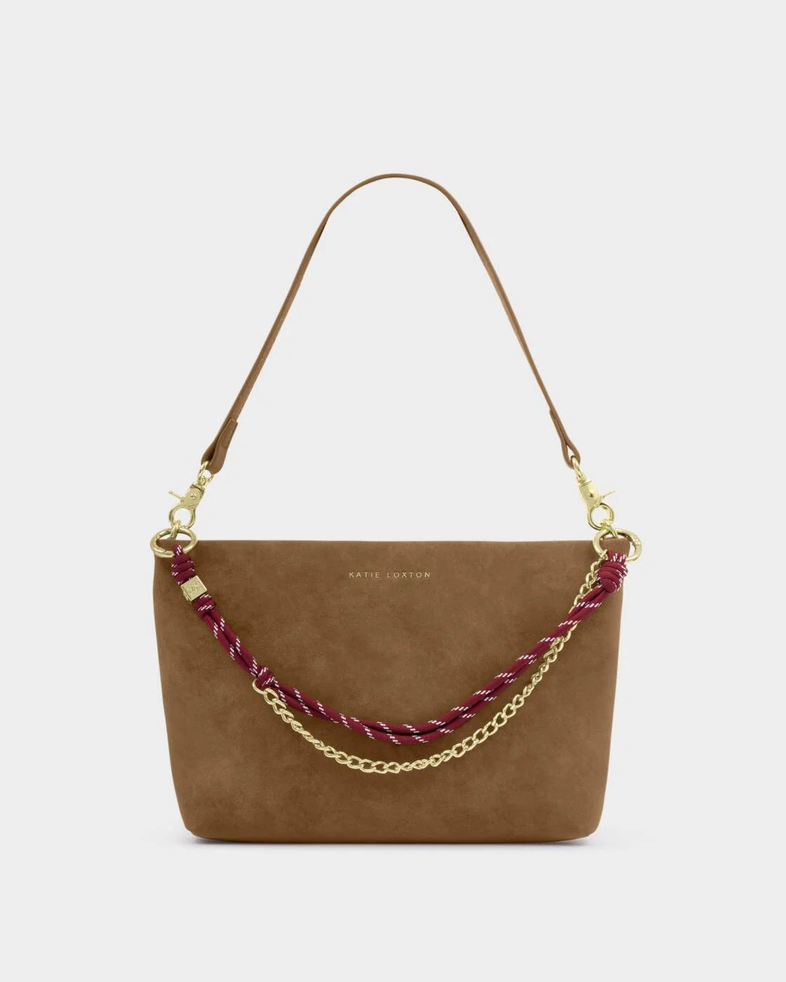 Katie Loxton Cord Suedette Clutch or Shoulder Bag in Caramel