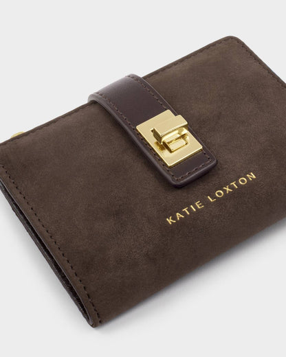 Katie Loxton Orin Twist Lock Purse in Bitter Chocolate