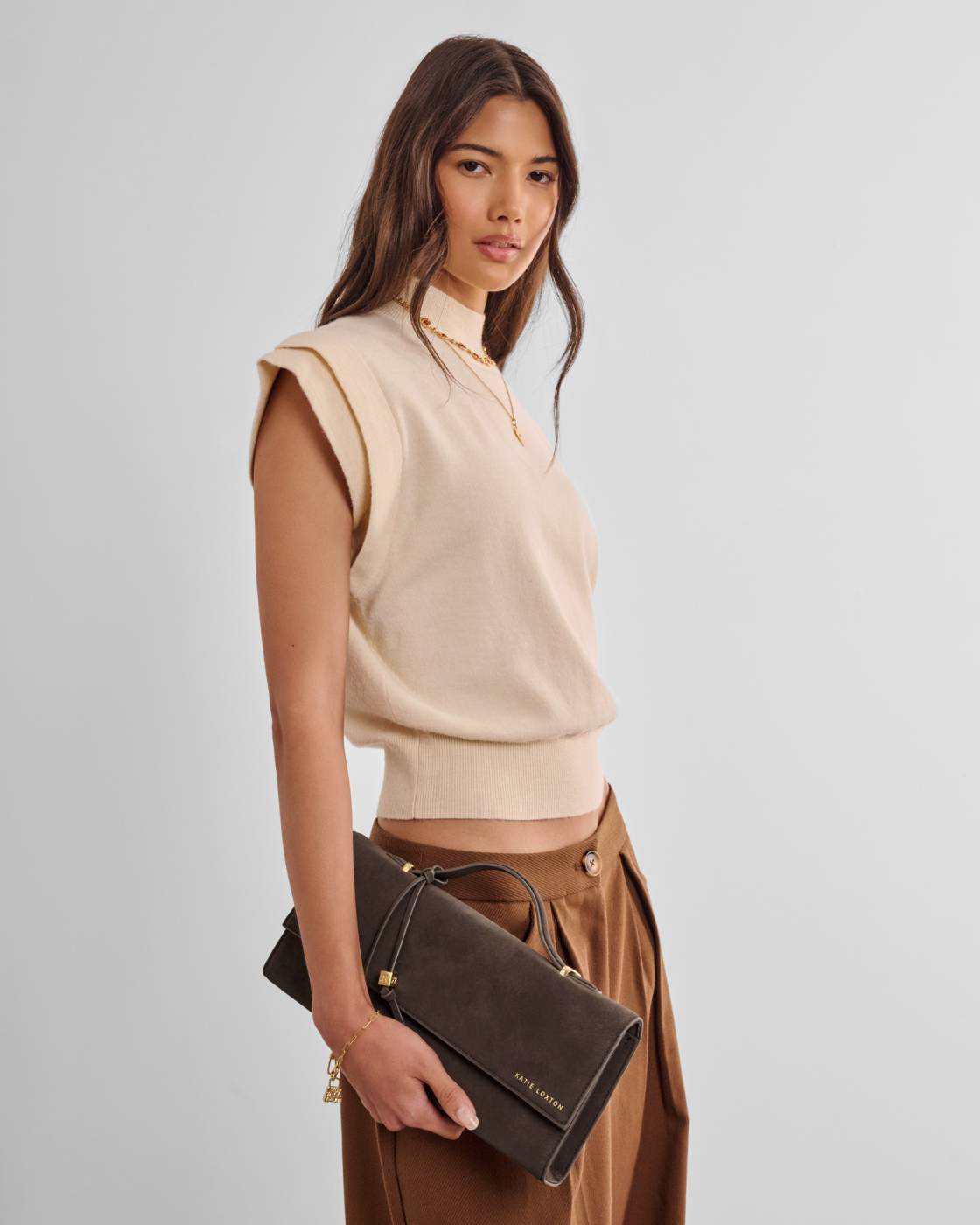 Katie Loxton Alma Clutch Bag in Bitter Chocolate