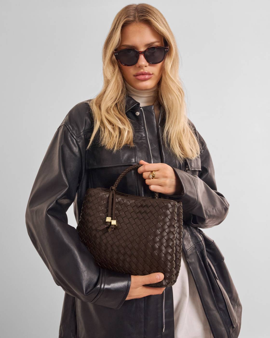 Katie Loxton Nova Hand Woven Tote Bag Chocolate
