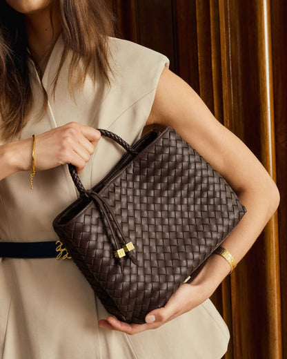Katie Loxton Nova Hand Woven Tote Bag Chocolate