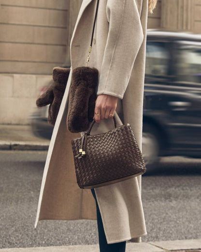Katie Loxton Nova Hand Woven Tote Bag Chocolate