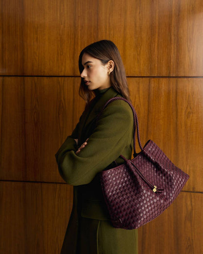 Katie Loxton Nova Woven Tote Bag In Cherry
