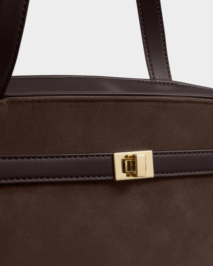 Katie Loxton Orin Twist Lock Shoulder Bag in Bitter Chocolate