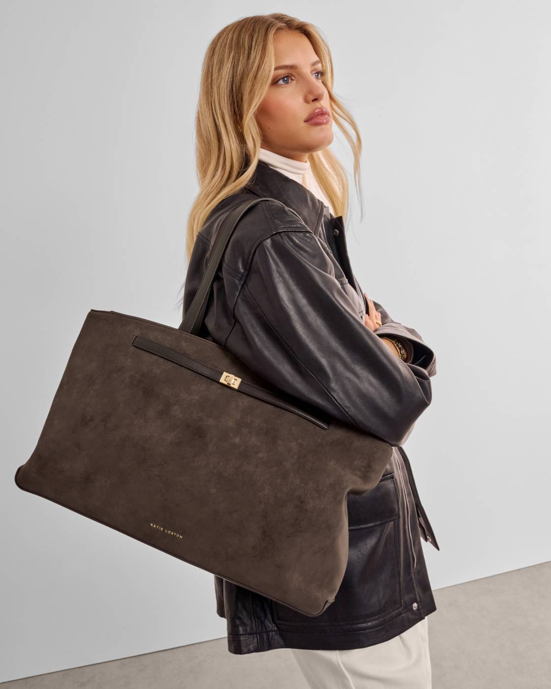 Katie Loxton Orin Twist Lock Shoulder Bag in Bitter Chocolate