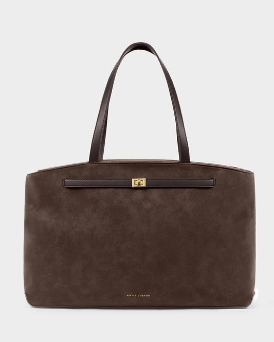 Katie Loxton Orin Twist Lock Shoulder Bag in Bitter Chocolate