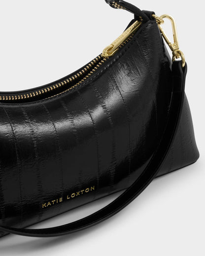 Katie Loxton Miley Small Shoulder Bag in Black Eel Texture