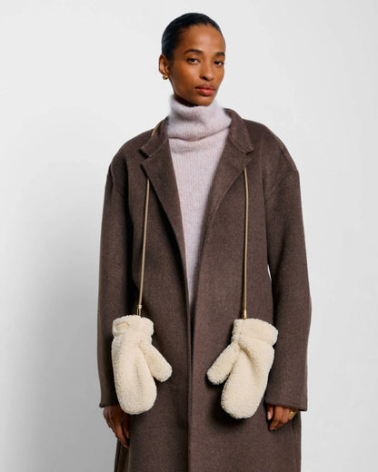 Katie Loxton Teddy Mittens with Strap - Cream