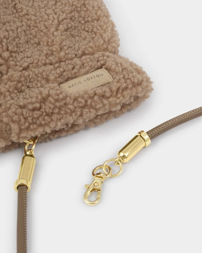 Katie Loxton Teddy Mittens with Strap - Tan