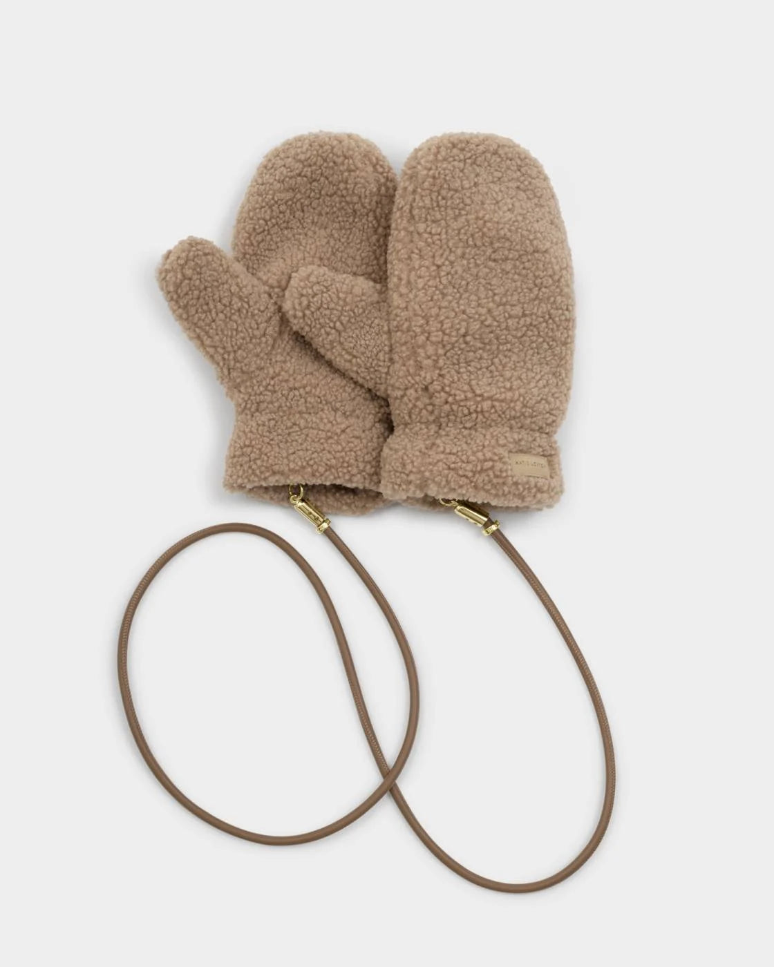 Katie Loxton Teddy Mittens with Strap - Tan