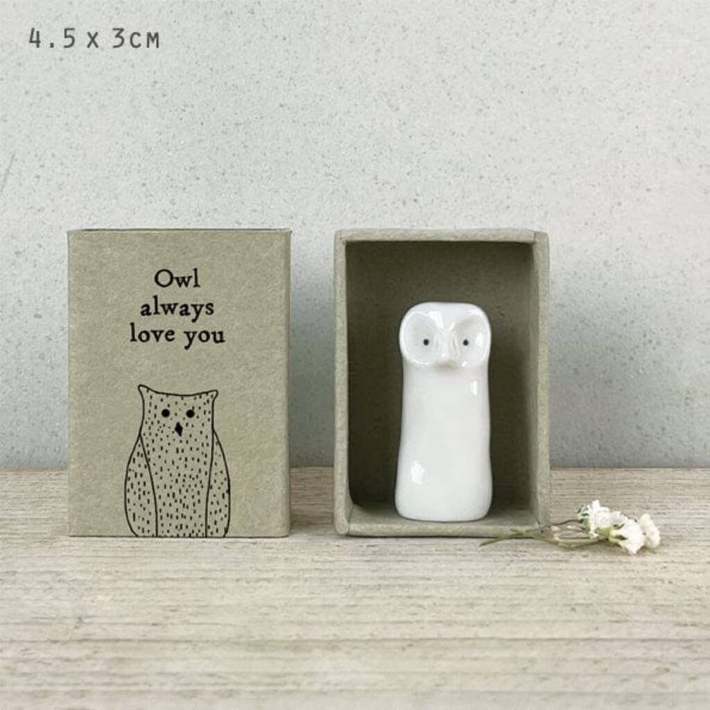 East of India Matchbox Owl always love you