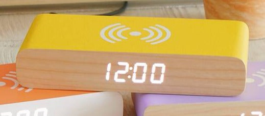 Rise Charger, Wireless charger and Bedside alarm clock - Yellow