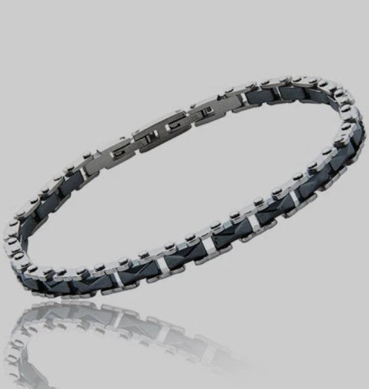 Equilibrium Black and Steel Ceramic Chain Bracelet