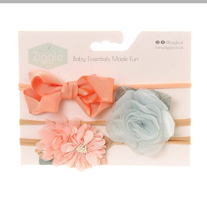 Ziggle Peach and Mint Hairbow Set