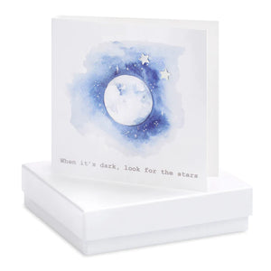 Crumble & Core Boxed Moon When Its Dark Look For The Stars Earring Card