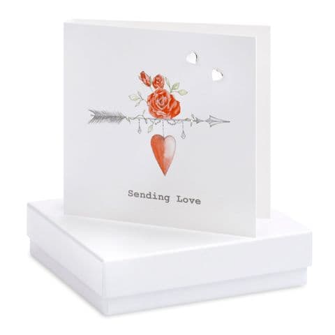 Crumble and Core Cupids Arrow Sending Love Silver Earrings and Card