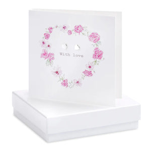 Crumble & Core Boxed Floral Heart With Love Earring Card